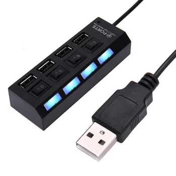 Super Rýchlosť 4 Port USB Nabíjací Dock Stanica Rýchlu Nabíjačku USB Rozbočovač Adaptér USB Power Hub s Prepínače Pre PC, Notebook