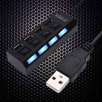 Super Rýchlosť 4 Port USB Nabíjací Dock Stanica Rýchlu Nabíjačku USB Rozbočovač Adaptér USB Power Hub s Prepínače Pre PC, Notebook