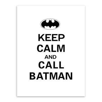 Superhrdina Batman Umenie Výtlačkov Plagát Čierne Biele Písmo Citácie Stenu Obrázok, Detská Izba Chlapčeka Dekor Maliarske Plátno Bez Rámu