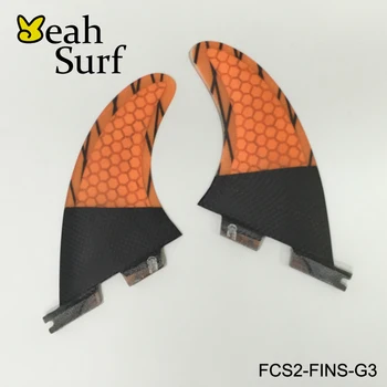 Surfovať FCS2 G3 Plutvy Bicolor Oranžová,Zelená a Čierna Fin Honeycomb Vystuženie Carbon Fiber Fin Surf FCSII G3 Plutvy