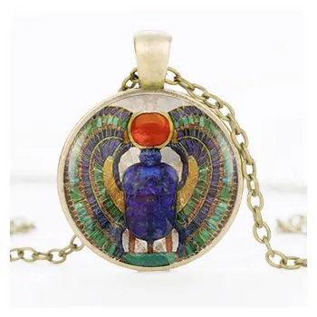 SUTEYI Vintage Sklo Cabochon Egyptský Náhrdelník Scarab Crystal Choker Príveskom v Starovekom Egypte Šperky Egypt Náhrdelníky Pre Ženy