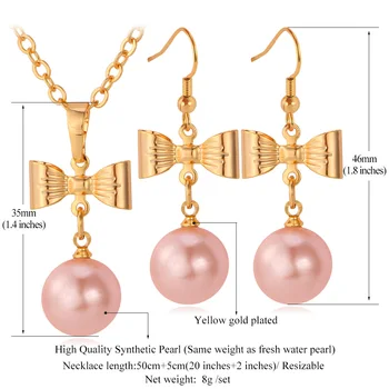 Svadobné Doplnky, Zlatá Farba Ružová Perla Korálky Náhrdelník & Prívesok Náušnice Sladké Roztomilý Ženy Pearl Šperky Sady PE818