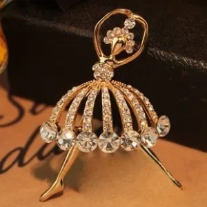 Svadobné oznámenia kórejský módne jemné šperky veľkoobchod imitácia Kamienkami brošňa roztomilý balet girl doprava zadarmo