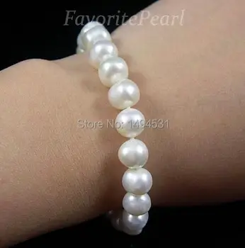 Svadobné Pearl Šperky - 7.0-8,0 MM 7.5 Palcov, Biela Farba, Prírodné Sladkovodné Perly Náramok, Ručne vyrábané Šperky - Doprava Zadarmo