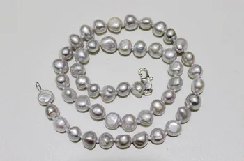 Svadobné Pearl Šperky Sladkovodné Perlový Náhrdelník Barokový Svetlo Šedá Farba 8-9mm 16-20 palcov