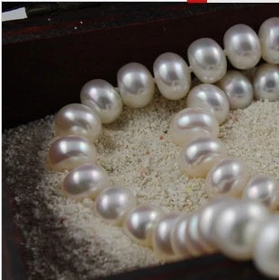 Svadobné Žena Šperky Reálne Prírodné White Pearl 9-10 mm Náramok Kvet Strieborná Spona 18 cm \ 7inch