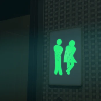 Svetelný WC Samolepky na Stenu Vodotesné Dvere Prihláste sa Rozsvieti v Tme Fluorescenčné Plagát Pre Domova Tapety Kúpeľňa Accessaries