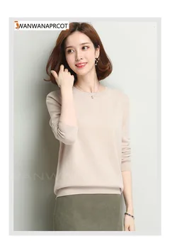 Sveter žena dámske pletené cashmere sveter slim o-krku sveter krátke dizajn plus veľkosť pulóver basic tričko