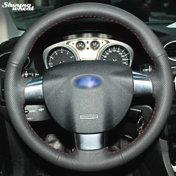 Svieti pšenica Ručne šité Čiernom koženom Volante Vozidla Kryt pre Ford Focus 2 Zamerať 3 Focus RS