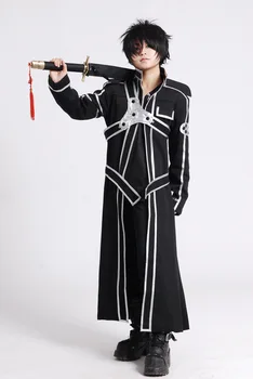 Sword Art Online Kirito Kazuto Kirigaya Cosplay Kostým Celý Set(Plášť Rukavice Pás Tričko Trubice Topy)