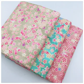 Syunss 3 Farbách, Kvetinové Potlačené Bavlnené Tkaniny pre dekorácie Diy Šitie Patchwork Vankúše posteľnej bielizne a Textilných A Prešívanie Remeslá