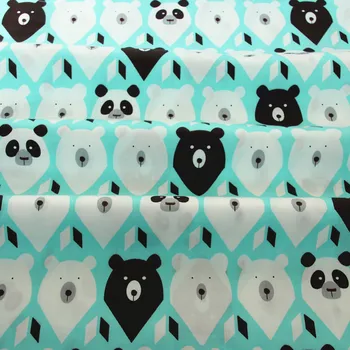 Syunss Bavlna Twill Modrá Cartoon Lesných Stromov Medveď Panda Geometrie Textílie Tissu pre DIY Dieťa posteľná bielizeň List Oblečenie, Dekorácie