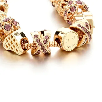 SZELAM Módne Šperky Crystal Srdce Korálky Náramok pre Ženy Zlata Európskeho DIY Kúzlo Náramky & Bangles Pulseira SBR160131