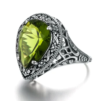 Szjinao Láska Prstene Pre Ženy Starožitné Šperky Zelená Olivine Ženy Autentické 925 Sterling Silver Ring Tibetskej Ručné Krúžok