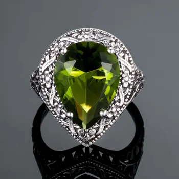 Szjinao Láska Prstene Pre Ženy Starožitné Šperky Zelená Olivine Ženy Autentické 925 Sterling Silver Ring Tibetskej Ručné Krúžok
