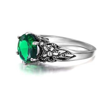 Szjinao ručne vyrábané prívesky článok 925 sterling silver šperky dizajn viktoriánskej žena antické striebro zelený smaragd krúžok