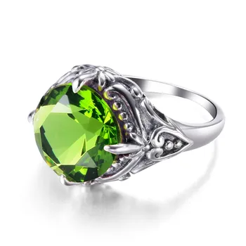 Szjinao Ženy Módne Šperky 925 Strieborný Prsteň Obnovenie Dávnych Svetlo Zelená Peridot Strieborné Prstene Veľkoobchod Ručné