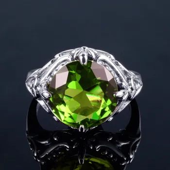 Szjinao Ženy Módne Šperky 925 Strieborný Prsteň Obnovenie Dávnych Svetlo Zelená Peridot Strieborné Prstene Veľkoobchod Ručné