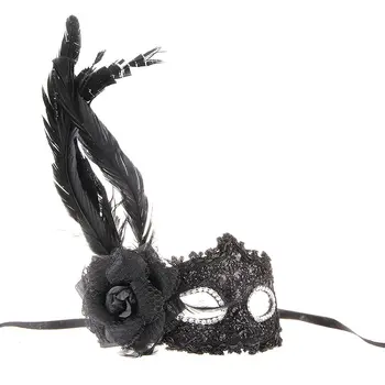 SZS Hot Benátske Masky Benátky pierko kvet čierna pre Halloween party zobraziť Karneval