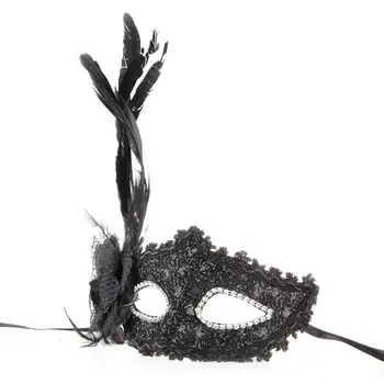 SZS Hot Benátske Masky Benátky pierko kvet čierna pre Halloween party zobraziť Karneval
