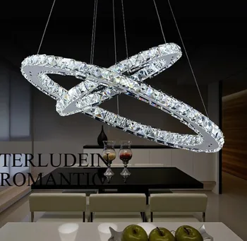 Súčasné Horúce predaj Diamond 2 Krúžok VIEDOL K9 Crystal LED Luster Svetlo Moderné Crtstal lampa Kruhy High-grade light