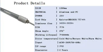 T8 Vodotesný Led Trubica 120 cm 4 ft 28W IP66 V-Tieni Vodotesný Led Svetlo, Žiarivkové Svetlo Lampy AC85-265V 110V 220V
