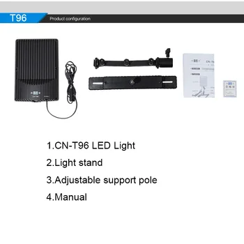 T96 LED Fotografické Svetlo Ultra Tenké 5600K Ra95 Video Svetlo na Čítanie s Nastaviteľným Ramenom a Držiak Stojan na Telefón s Fotoaparátom Foto