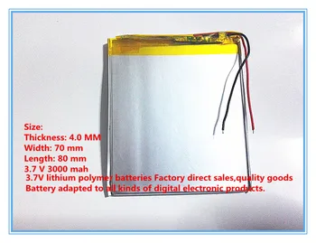 Tablet Originálne batérie Li-ion battery 3,7 v 3000mAh Lítium-Polymérová Batéria Pre Mp3, GPS NAV 407080