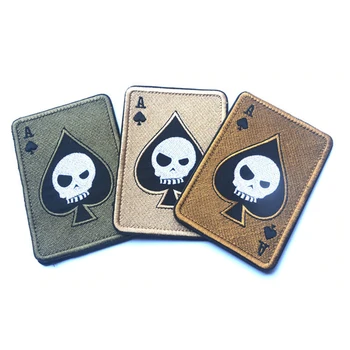 TAD Smrti Karty Obdĺžnikový Odznak Výšivky Poker Taktické Odznaky Háčika A Slučky Vojenskej Morálky Remienok Armády Bojový Odznak