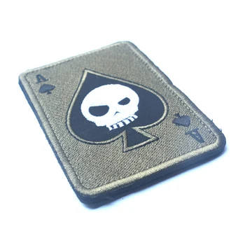 TAD Smrti Karty Obdĺžnikový Odznak Výšivky Poker Taktické Odznaky Háčika A Slučky Vojenskej Morálky Remienok Armády Bojový Odznak