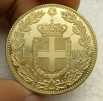 Taliansko 100 Lire Umberto I, 1891 R Mosadz Kópiu Mince