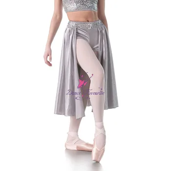 Tanec Obľúbené Sivá Sequin Čipky Bodice Lyrickej Tanečné Šaty s Saténové Sukne Balet Tanečné Kostýmy, Šaty Dancewear