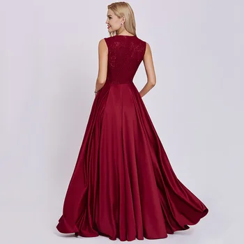 Tanpell sexy v krku večerné šaty hrdze červená bez rukávov dĺžka podlahy riadok šaty lacné ženy prom čipky dlho formálne večerné šaty
