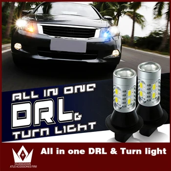 Tcart 2x Auto LED Žiarovky Auto LED DRL Denné Beží Svetlo smerovku Biela+Žltá Lampy PY21W BAU15S Pre Nissan ALMERA G15