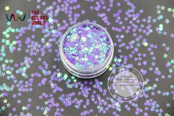 TCI06 Pearlescent Rainbow Fialovej Farby Hviezd tvar 3.0 MM Veľkosť Lesk pre nail Art gel make-up, alebo DIY dekorácie