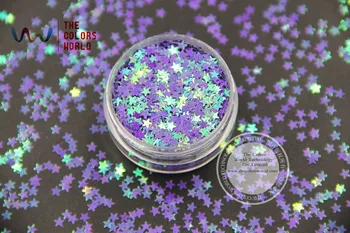 TCI06 Pearlescent Rainbow Fialovej Farby Hviezd tvar 3.0 MM Veľkosť Lesk pre nail Art gel make-up, alebo DIY dekorácie