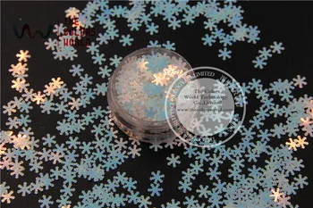 TCI21 Pearlescent Dúhové Biela s Svetlo Ružová a svetlo Modrej Farby snowflake tvar 6mm lesk pre nail Art alebo DIY dekor