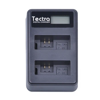 Tectra 2 KS LP-E5 LPE5 Batérie + LCD USB Duálna Nabíjačka pre Canon EOS Rebel XS Rebel T1i Rebel XSi 1000D 500D 450D Kiss Kiss X3