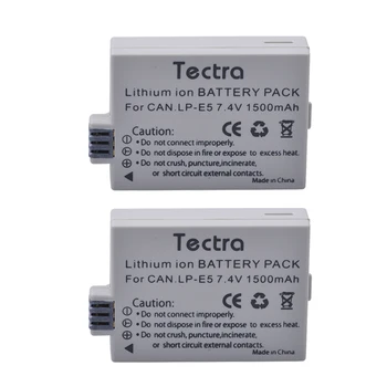 Tectra 2 KS LP-E5 LPE5 Batérie + LCD USB Duálna Nabíjačka pre Canon EOS Rebel XS Rebel T1i Rebel XSi 1000D 500D 450D Kiss Kiss X3
