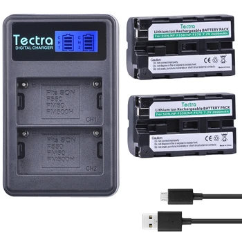 Tectra 2 ks NP-F550 NP F550 Náhradná Batéria + LCD USB Duálna Nabíjačka pre Sony NP-F570 CCD-SC55 CCD-TRV81 DCR-TRV210 MVC-FD81