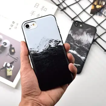 Telefón puzdro Pre iphone 6 6 7 Plus 3D Lev Hlavu Ryby, Morské Vlny Himalájach, Rozsah Vzor Prípadoch Pre iphone6s Mäkké TPU Čierne puzdro