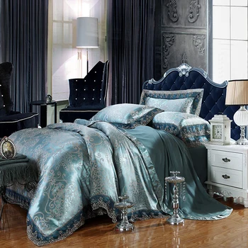 Tencel hodváb, bavlna čipky okraji Luxusná posteľná bielizeň sady 4/6pcs kráľovná king size európskej škvrna žakárové Posteľ nastaviť bedsheet nastaviť obliečky na vankúše