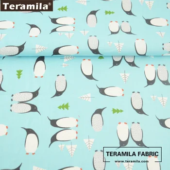 Teramila Textílie Sky Blue Penguin Vzory Bavlna Twill Materiál Posteľ List Prešívanie Patchwork Oblečenie Scrapbooking