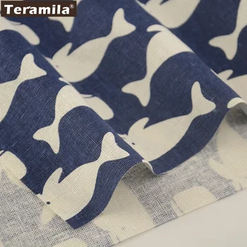 TERAMILA Tmavo Modrá Bavlnená posteľná Bielizeň Textílie Pre obrus Vankúš Taška Opony Vankúš Zakka Veľryba Dizajn, Dekorácie