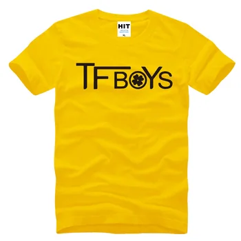 TFBOYS Logo Vytlačené Muži Mens T Tričko Tričko Fashion 2016 Nový Krátky Rukáv O Krk Bavlnené tričko Tee Camisetas Hombre