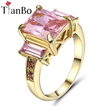 TianBo Sky blue/Pink Crystal Geometrické Krúžok Biela/Čierna/Zlatá Farba Vintage Šperky Snubné Prstene Pre Mužov/Ženy Darček Veľkosť 7