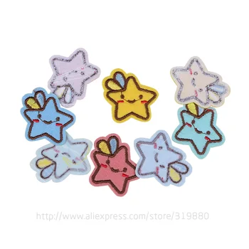 TIANXINYUE 20Pcs 3.8*3.9 cm Multicolor Kreslené Hviezdy Vyšívané Žehlička Na Odznaky Škvrny Na Oblečení Motív Nášivka Nálepky textílie