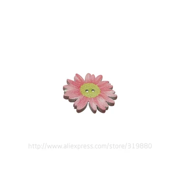 TIANXINYUE 25 mm kvet drevené Tlačidlo Scrapbooking Náhodných farieb Dva Otvory Chryzantéma Tlačidlá,DIY Odevné Doplnky