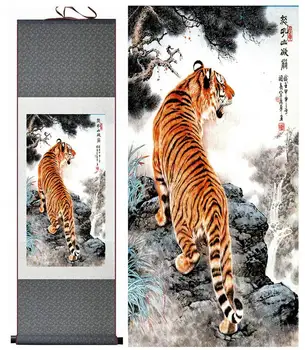 Tiger hodváb umenie maľba Čínske Umenie Maľba Home Office Dekorácie Čínsky tiger picturePrinted maľovanie