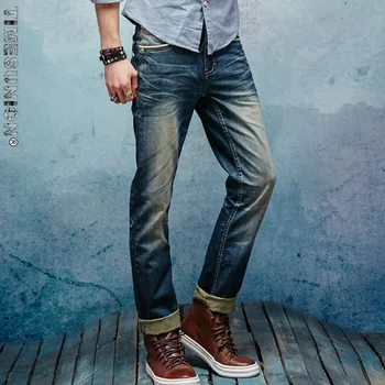 TIMESUNION 2017 Retro Jeans Mens Značku Oblečenia Móda Džínsové Nohavice Najvyššej Kvality Bežné Slim Fit Biker Džínsy pre Mužov